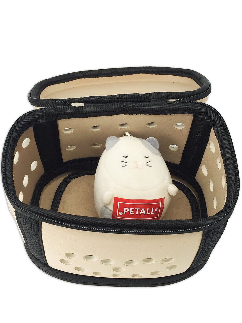 Portable Mini Poodle Carrier Hamster Cage - Travel Carry Bag Hard-Sided Kennel for Tiny Pet Small Animal Hedgehog Mouse Rat Sugar Glider Squirrel Chinchilla Rabbit Ferrest Beige - PawsPlanet Australia