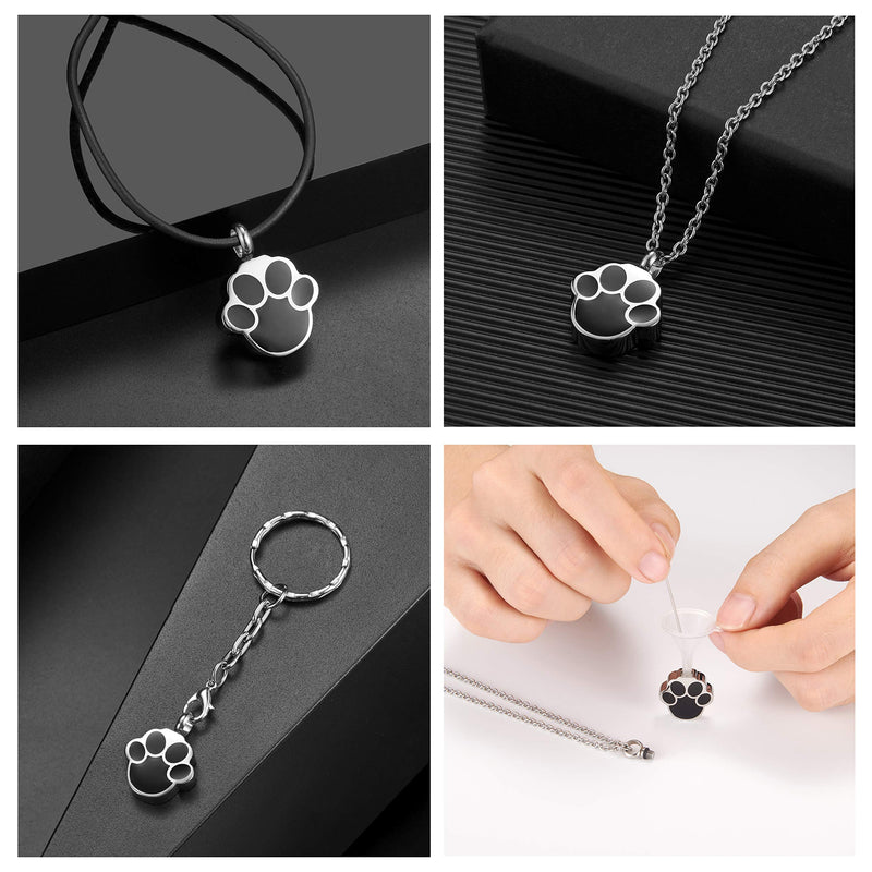 [Australia] - BABY PANDA 3-in-1 Cremation Jewelry Urn Necklace and Urn Keychain for Ashes for Pets Stainless steel Memorial Ash Jewelry Keepsake Pendant Urn for Pets Cats Dogs Ashes with Filling Kit 