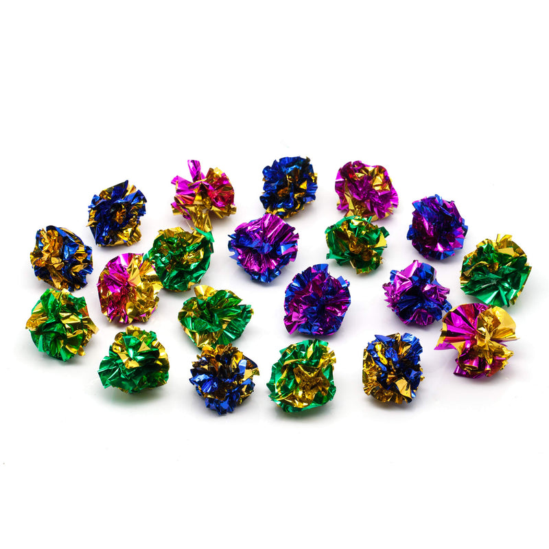 CHIWAVA 24PCS 1.6" Mylar Balls Shiny Crinkle Cat Toys Ball Kitten Crackle Lightweight Play Assorted Color - PawsPlanet Australia