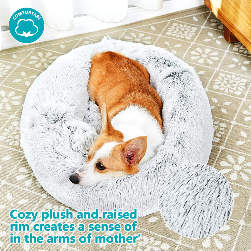 Toozey Calming Dog Bed, Donut Dog Bed with Premium Fluffy Plush, Anti Anxiety Dog Bed with Removable Inner Cushion, Easy to Clean, Non-Slip Waterproof Bottom, for Large Medium Small Dogs and Cats - PawsPlanet Australia