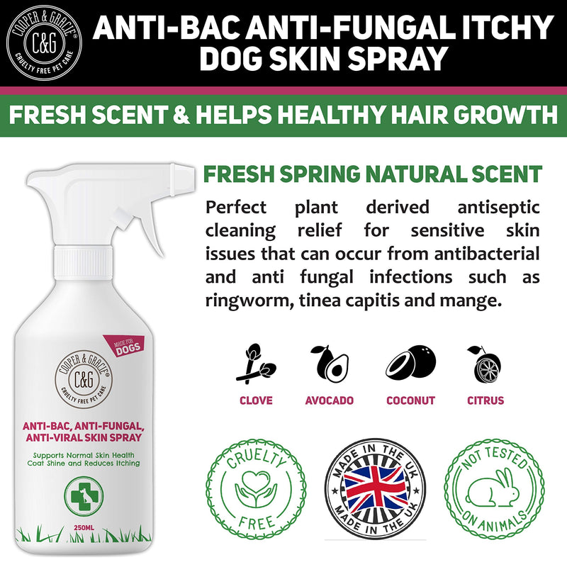 C&G Pets Antibacterial Anti Fungal Itchy Dog Spray | Dogs Allergy Itch Relief | Animal Skin Itch Skin Spray 250ML - PawsPlanet Australia