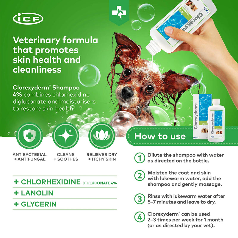 iCF Clorexyderm® Shampoo 4% for dogs and cats - 250 ml - PawsPlanet Australia