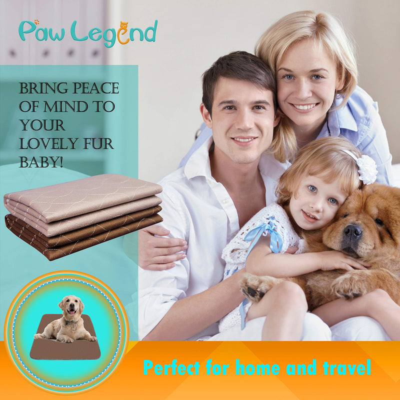 [Australia] - Paw Legend Waterproof Reusable Dog Pee Pads Super Absorbent (2 Pack) - Washable Dog Training Pads | Quality Travel Pee Pads for Dogs | Absorbent and Odor Controlling 18"X24" Brown & Tan 