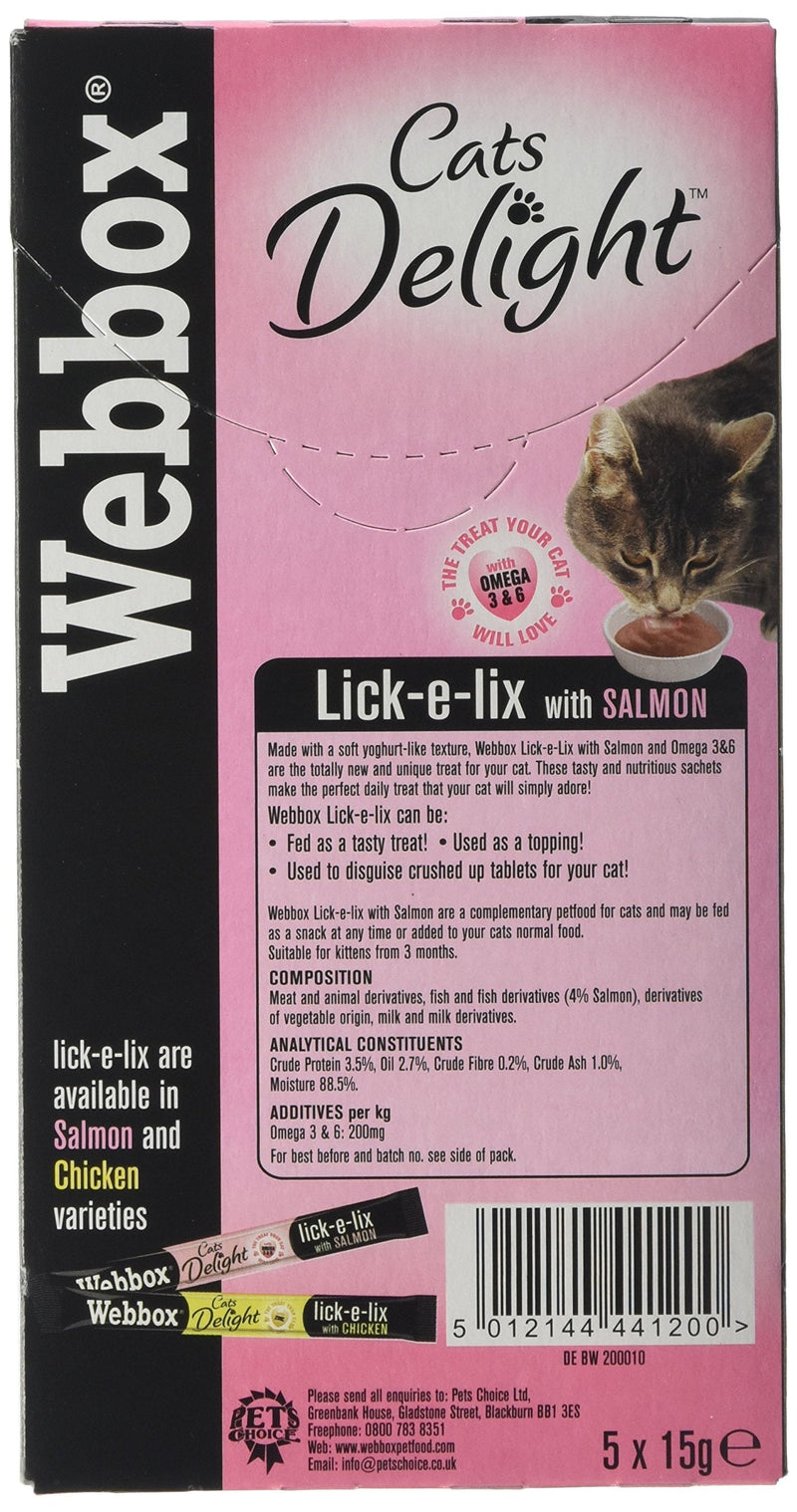 Webbox Cats Delight Lick-e-Lix Salmon, 15g, Pack of 10 1 - PawsPlanet Australia