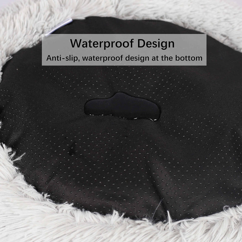 MILLOBLUE 20” Round Donut Cat and Dog Cushion Bed for Indoor Cat Dog Joint-Relief and Improved Sleep – Calming Beds Machine Washable, Waterproof Bottom for Large Medium Small Dogs and Cats M (20X20'') Brown - PawsPlanet Australia
