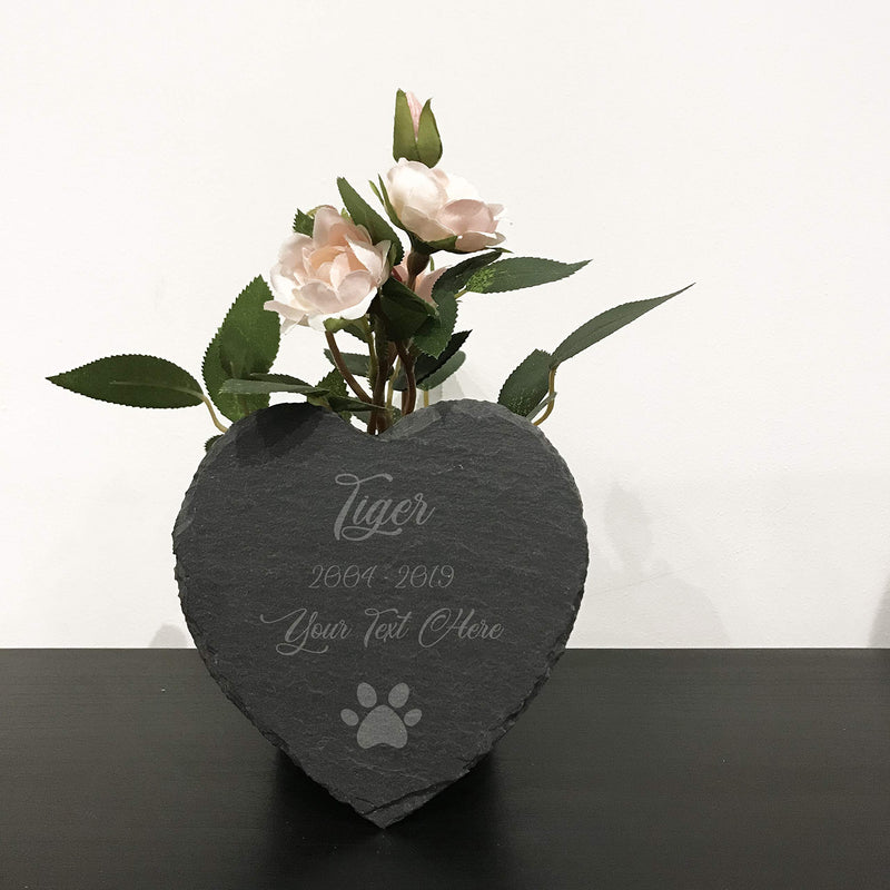 Active Window Films Personalised Engraved Slate Pet Memorial A Stone Heart, Grave Marker Plaque - PawsPlanet Australia