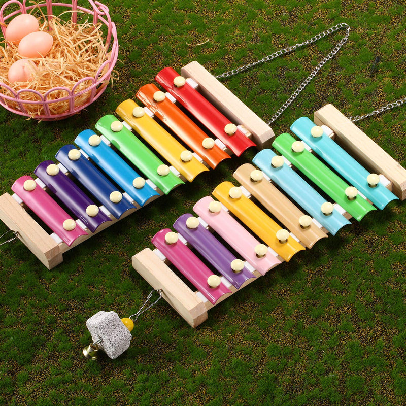 2 Pieces Chicken Toy Wooden Xylophone Toy Hen Musical Toy with 8 Metal Keys and 1 Grinding Stone For Chicken Coop Cages - PawsPlanet Australia