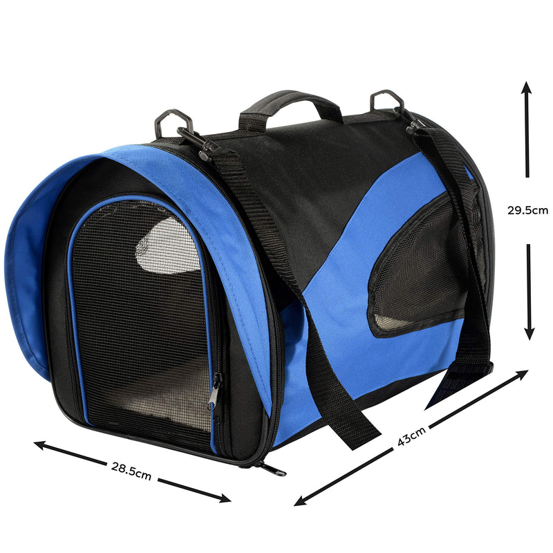 Lightweight Fabric Pet Carrier Crate for Dogs, Cats or Small Animals Blue - PawsPlanet Australia