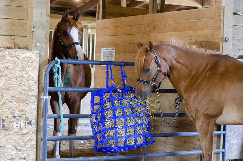 Derby Originals Easy-Feed Patented Four Sided Slow Feed Horse Hay Bag with One Year Warranty Black - PawsPlanet Australia