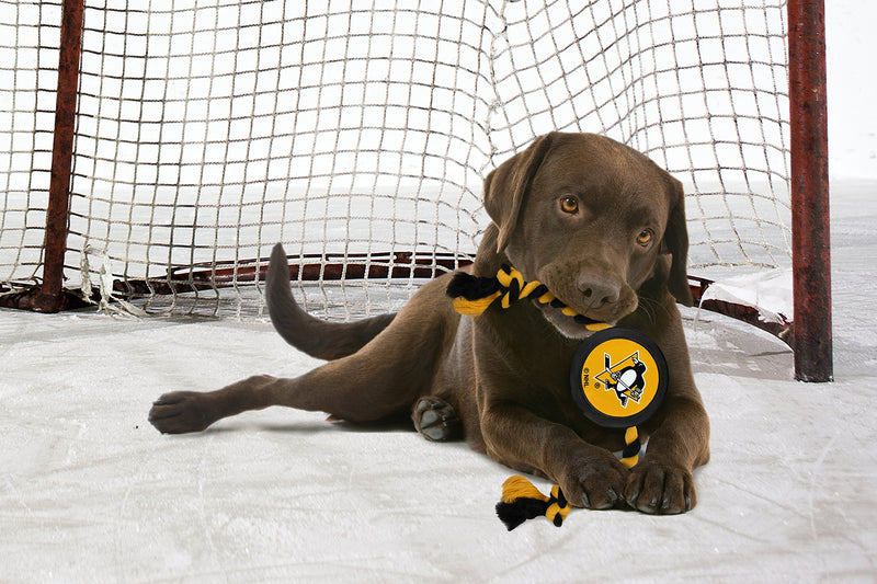 [Australia] - NHL Pittsburgh Penguins Puck Toy for Dogs & Cats. Play Hockey with Your Pet with This Licensed Dog Tough Toy Reward! 