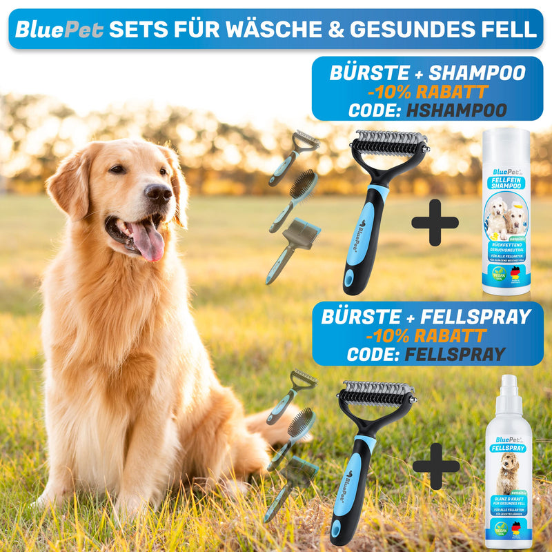 BluePet UnterwollToll dog brush & cat brush for long hair | Undercoat comb removes undercoat & tangles | Massage effect & top hair protection | Fur brush size ML 2.0 pink - PawsPlanet Australia
