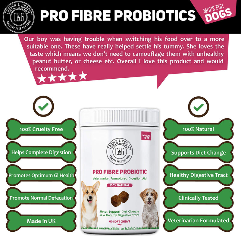 C&G Pets | PROBIOTIC FIBRE FOR DOGS 60 SOFT CHEWS | HEALTHY DIGESTIVE TRACT | RESTORES MICROBIAL BALANCE IN GUT | OPTIMUM UTILISATION OF NEUTRIENTS | VETERINARIAN FORMULATED - PawsPlanet Australia