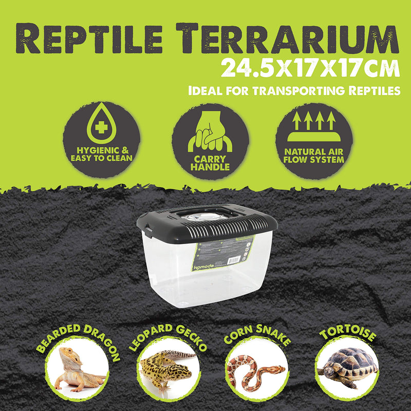 Komodo Plastic Terrarium, Plastic Vivariums, Reptile Habitats, Terrariums for Reptiles, Vivariums for Reptiles, Habitats for Reptiles 24.5cm x 17cm x 17cm - PawsPlanet Australia