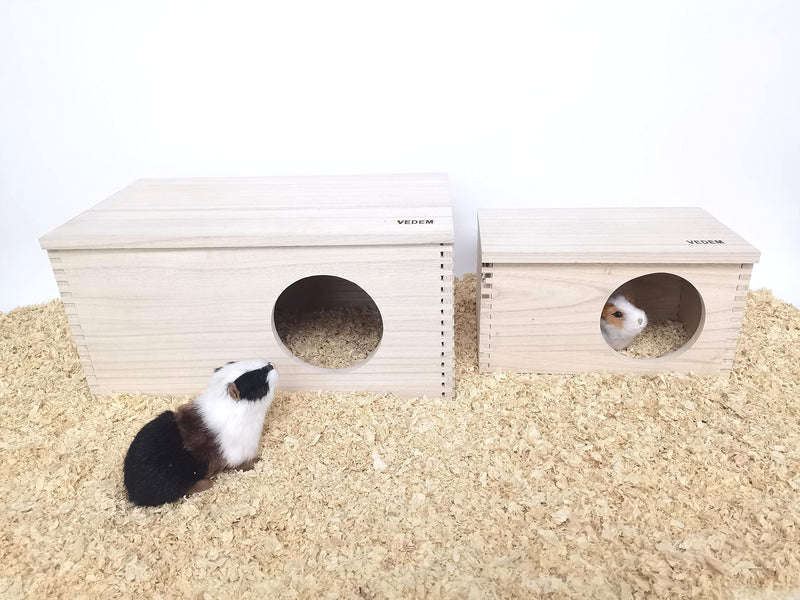 VEDEM Guinea Pig Wood Hideout Small Animals Detachable Wooden House for Rat Chinchilla Hedgehog Hamster Medium - PawsPlanet Australia