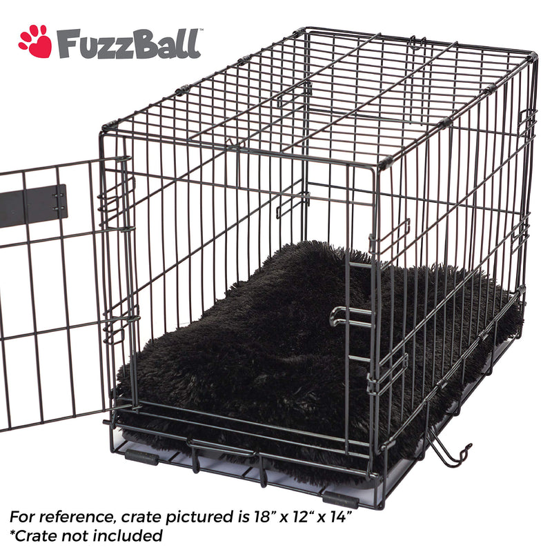 FuzzBall Fluffy Luxe Crate Pet Bed & Mat for Dogs & Cats, Anti-Slip, Waterproof Base, Machine Washable, Durable Pad with Elastic Kennel Attachment 17 x 11" Black - PawsPlanet Australia