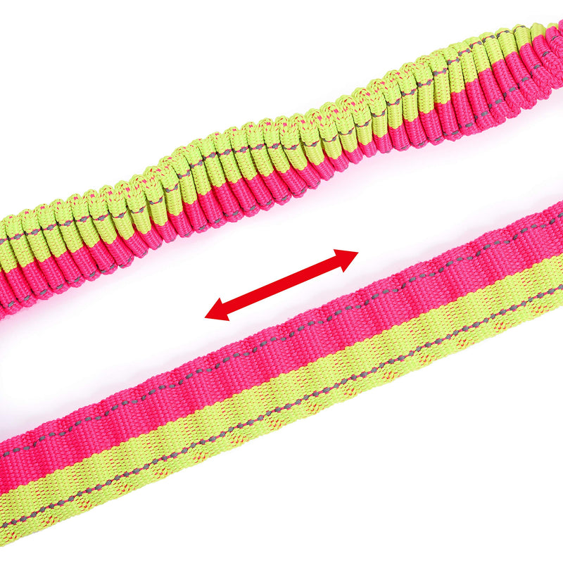 [Australia] - Mile High Life | Bungee Dog Leash | Gentle Pull Training Lead | Soft Comfort Texture | 3-5 Feet | for Dogs/Cats Under 20 lb (6 Colors) Lime/Pink 