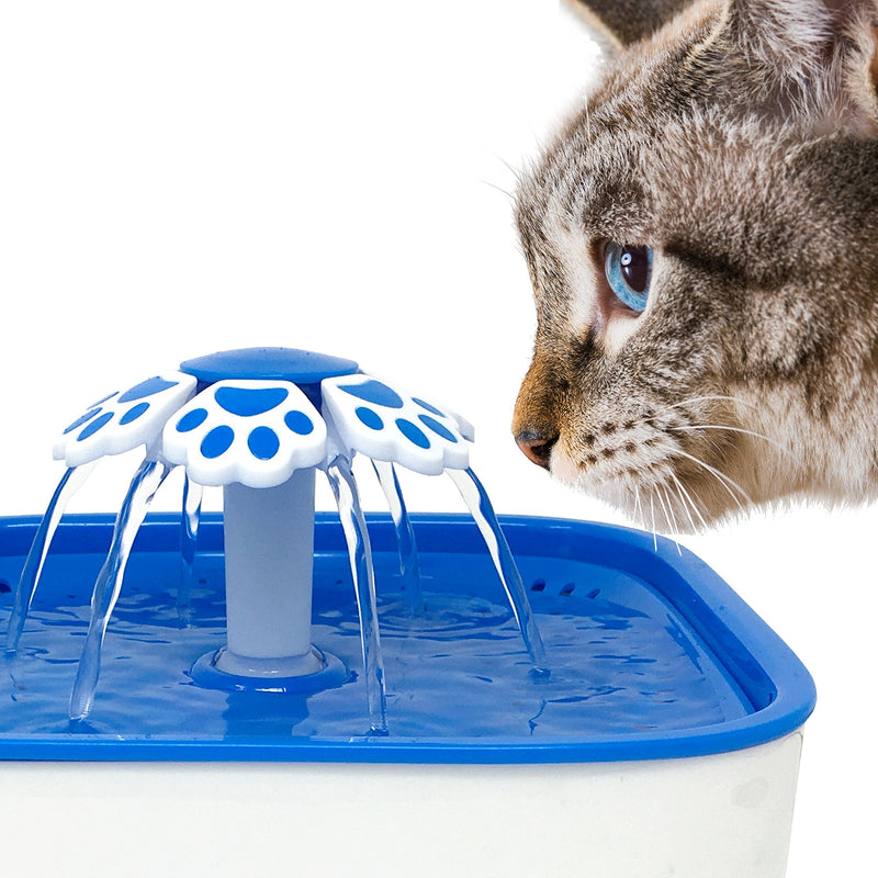 [Australia] - Pet Fit For Life Water Fountain Dispenser Plus Bonus Cat Wand and Mat - 2 Liter Super Quiet Automatic Water Bowl with Charcoal Filter for Dogs, Cats, Birds and Small Animals 