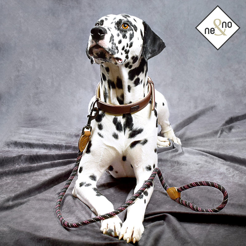 ne&no® dog leash (black/purple/white) rope leash for dogs I training leash for dogs I round lead, braided I hand loop rope leash dog I city leash I 1.2m dog leash black / purple / white - PawsPlanet Australia