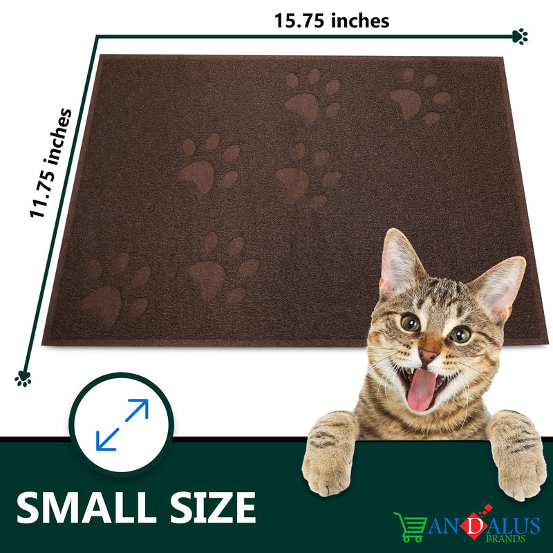 ANDALUS Cat Litter Mat - Kitty Litter Trapping Mat for Litter Boxes - Kitty Litter Mat to Trap Mess, Scatter Control - Washable Indoor Pet Rug and Carpet - Brown, Small (15.75" x 11.75") Small (15.75" x 11.75") - 1 Pack - PawsPlanet Australia