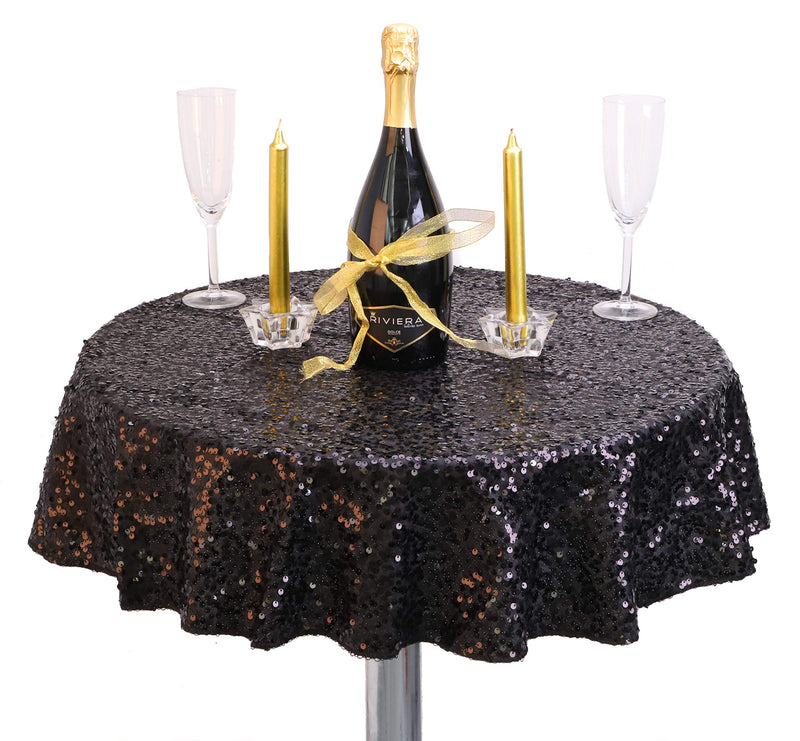 Christmas Concepts Sequin Round Table Cloth - 36 Inches - Wedding/Party Decoration - Luxury Wedding Decoration (Black) Black - PawsPlanet Australia