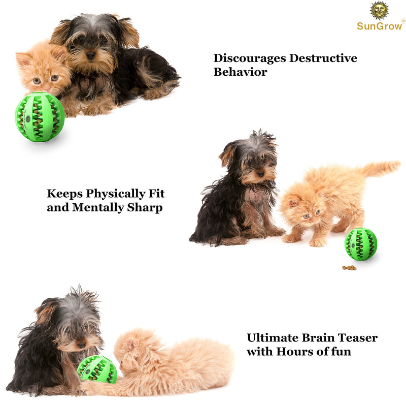 [Australia] - SunGrow Dental Chew Treat Ball for Dogs, Interactive Pet Training Toy, Durable, Rubber Tooth Cleaning Toy, Boredom Buster & for Physical & Mental Stimulation, 1pc 