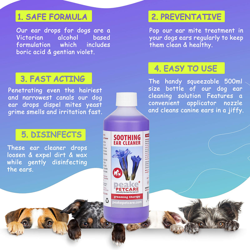 Quistel Dog Ear Cleaner Solution - Soothing Canaural Ear Drops - Dog Ear Drops for Infection Wax Dirt Yeast and Mites - 500ml - PawsPlanet Australia