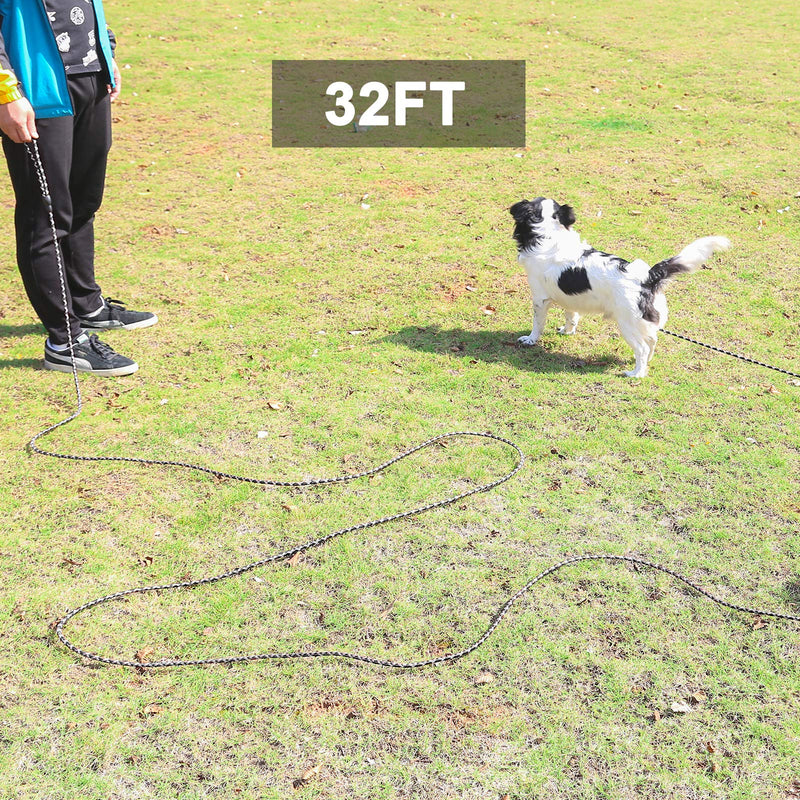 [Australia] - NOYAL 32FT Long Dog Leash Obedience Recall Training Agility Leash Long Training Lead Outside Check Cord Dog Leash for Small to Large Dogs Black 