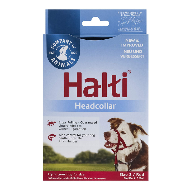 HALTI Headcollar Size 2 Red, UK Bestselling Dog Head Harness to Stop Pulling on the Lead, Easy to Use, Padded Nose Band, Adjustable & Reflective, Professional Anti-Pull Training Aid for Medium Dogs - PawsPlanet Australia
