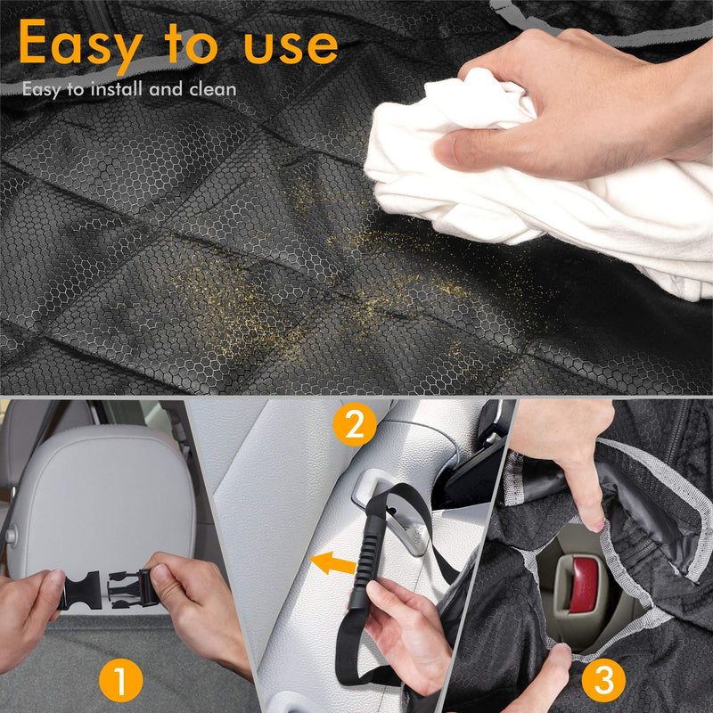 BRONZEMAN 100% Waterproof Bench Car Seat Cover Protector - Strong & Durable,Heavy-Duty and Nonslip Rear Back Seat Cover with Middle Seat Belt,Universal Size Fits for Cars, Trucks & SUVs Black - PawsPlanet Australia