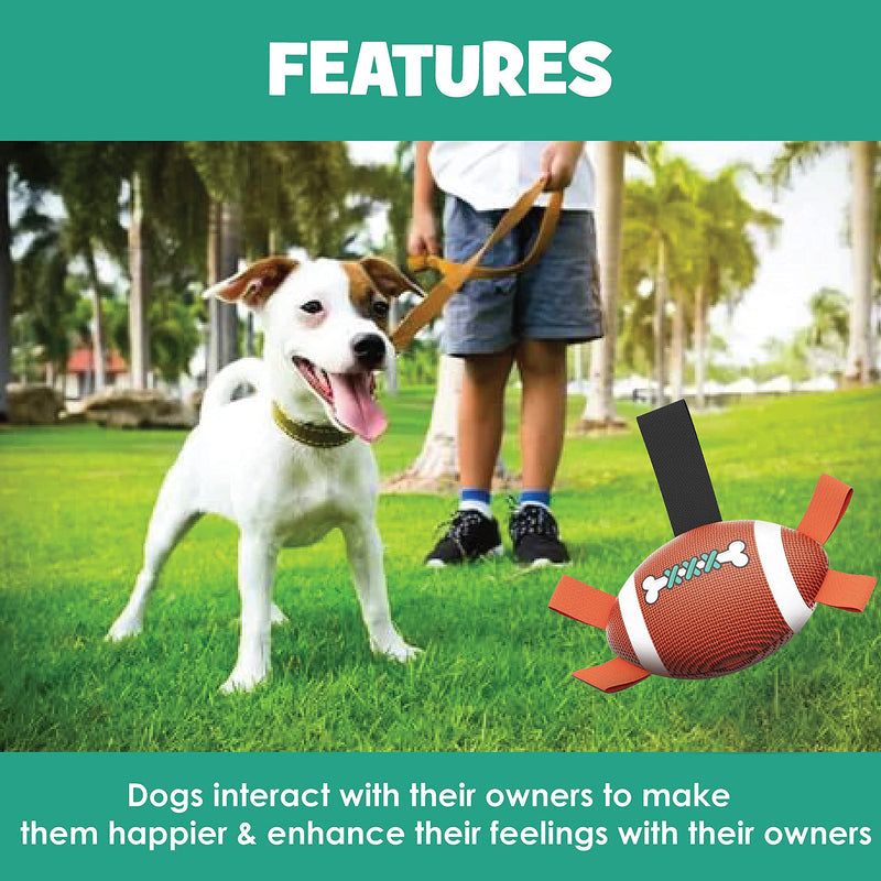 Minoody Dog Football, Dog Ball for Indoor & Outdoor, Dog Water Toy for Dogs, Dog Tug Toy with Grab Tabs, Pump & Inflating Needle, Interactive Dog Toy - PawsPlanet Australia