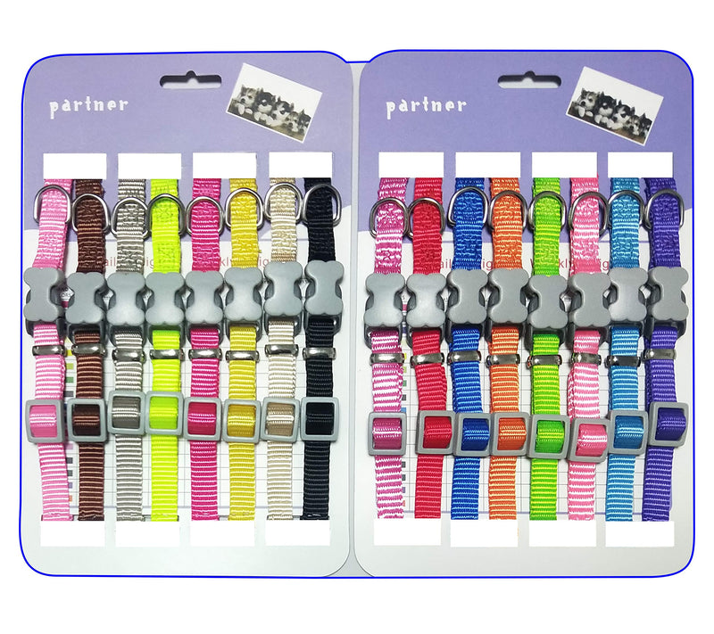 [Australia] - Partner Puppy ID Collars 16 pcs/Set Super Soft Nylon Puppy ID Collar Adjustable Breakaway Whelping Litter Collars 