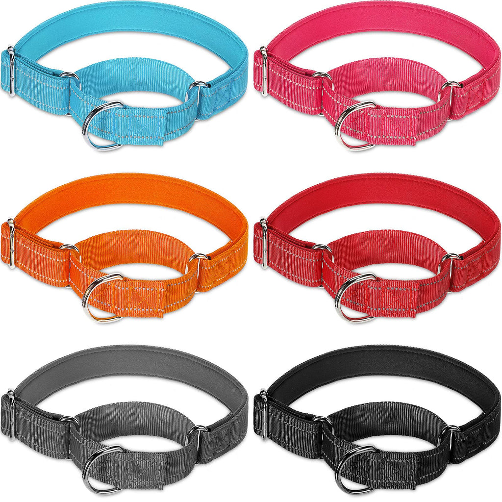6 Pcs Martingale Collar for Medium Dogs Reflective Dog Collar with Durable Metal Buckle Adjustable Nylon Pet Collar Prevent Slipping Out Puppy Collars for Dog, Sky Blue, Red, Orange, Pink, Gray, Black - PawsPlanet Australia