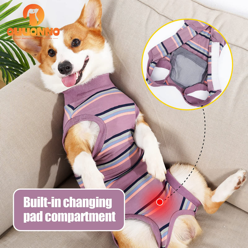 oUUoNNo Dog Recovery Suit, Dog Surgical Suit for Abdominal Wounds, Dog Post-Surgery, Dog Cone and E-Collar, Prevent Dogs from Licking (S, Purple) S - PawsPlanet Australia