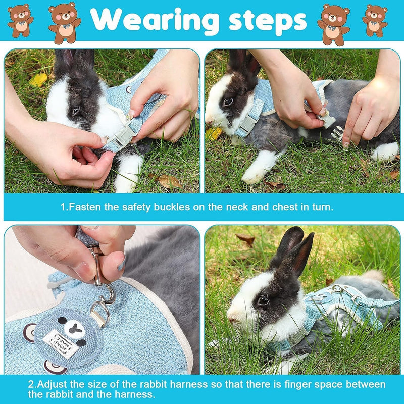Pack of 3 Rabbit Leash 120 cm Adjustable Cat Harness Rabbit Harness Rabbit Leash Dwarf Rabbit Rabbit Leash for Dwarf Rabbits Cat Harness Set with Leash for Cats Cat Harness (3-6 kg) 3-6 kg - PawsPlanet Australia