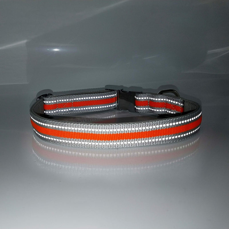 Mcdobexy Pet Reflective Stripe Adjustable Classic Padded Lead and Collar Set for Dogs Cats(S,Orange) S Set(Neck 27-40cm) Orange - PawsPlanet Australia