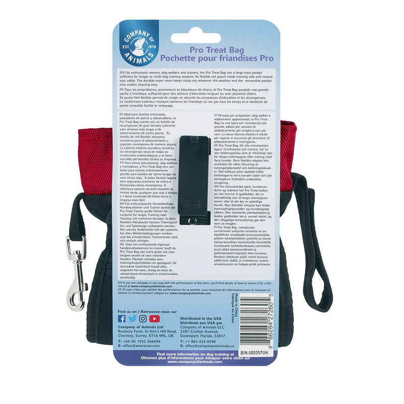 The Company of Animals Pro Treat Bag, Pouch, Dog Trainers and Walkers, Clip & Belt Attachment, Zipped Pocket, Magnetic Closure, Waterproof Outer, Clips for Accessories - PawsPlanet Australia