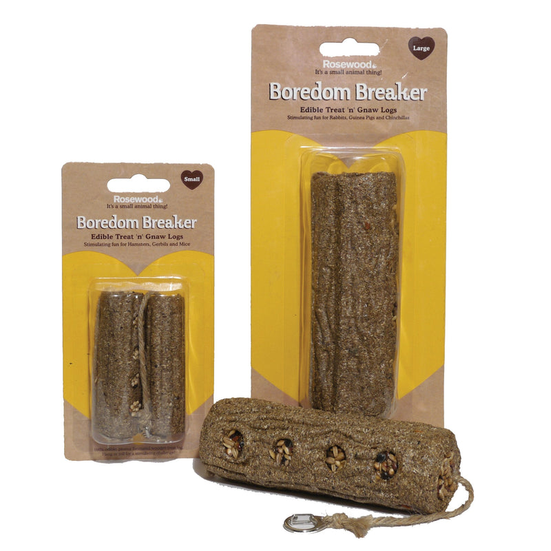 Rosewood Boredom Breaker Treat 'n' Gnaw Logs, Small, 2 Pieces, clear S (Pack of 1) - PawsPlanet Australia