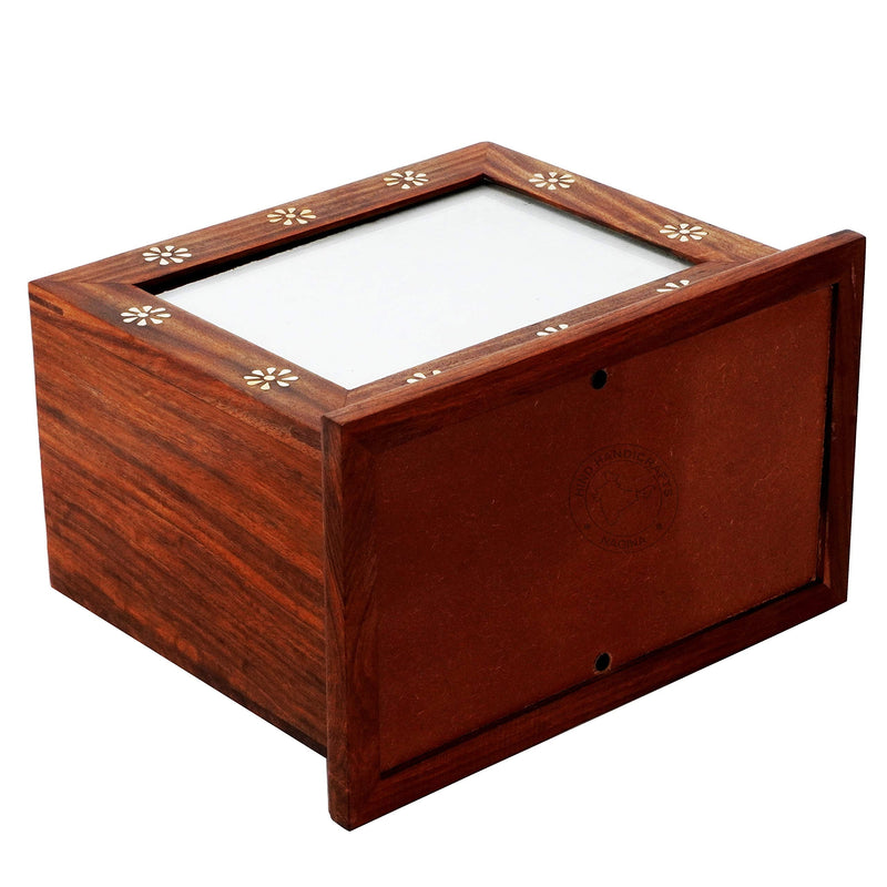 Hind Handicrafts Rosewood Brass Flower Inlaid Wooden Cremation Urns for Human Ashes Adult - Handcrafted Photo Funeral Memorial Ashes Urn - Large Columbarium Urn - PawsPlanet Australia