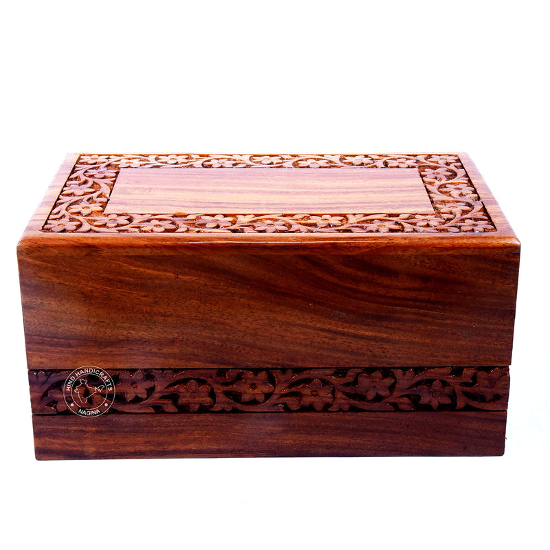 Hind Handicrafts Beautifully Handmade & Handcrafted Rosewood Borders Engraving Wooden Cremation Box/Urns for Human Ashes Adult, Funeral Urn Box (Large : 9" x 5.5" x 4.5" - 180lbs or 72kg) Large : 9" x 5.5" x 4.5" - 180lbs or 72kg - PawsPlanet Australia