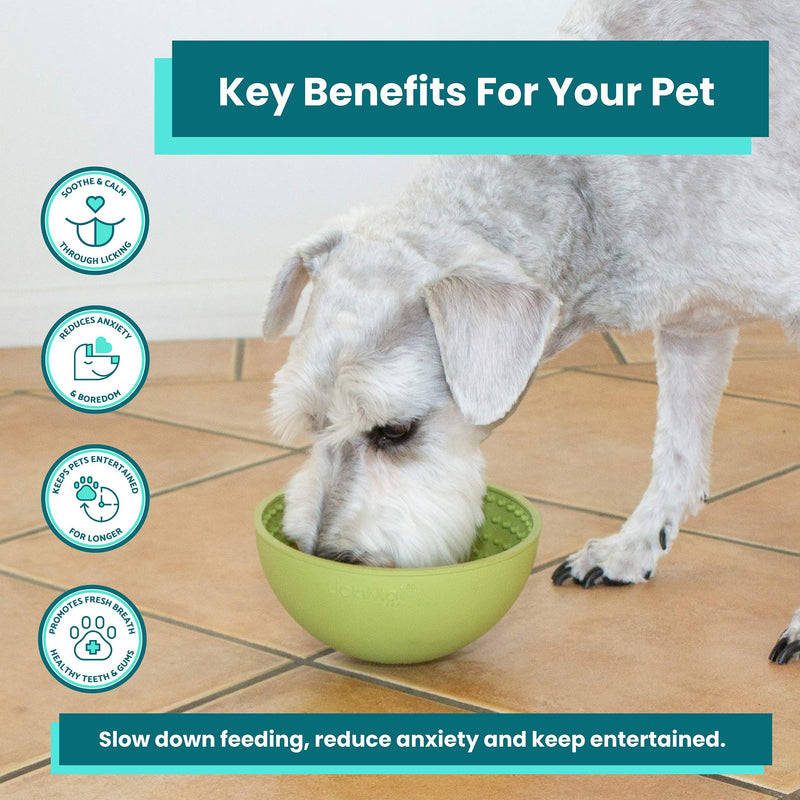 LickiMat Wobble, Dog Slow Feeder Bowl for Boredom and Anxiety Reduction; Perfect for Entertainment, Green - PawsPlanet Australia