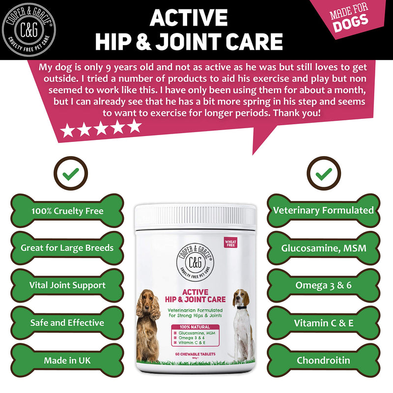 C&G Pets | ACTIVE HIP AND JOINT CARE FOR DOGS 60 SOFT CHEWS | SUPPORTS STRONG HIPS AND JOINTS | 100% NATURAL VITAMINS AND MINERALS | GLUCOSAMINE AND MSM | VETERINARIAN FORMULATED Dog Active Hip & Joint Care - PawsPlanet Australia