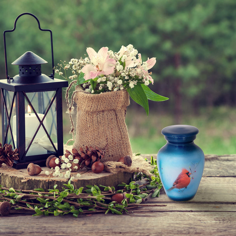 Small Keepsake Cremation Urn with Velvet Case | Choose From Unique Colors | lovely Sharing Mini Metal Token For Human Ashes or Pet. (Keepsake, Cardinal) - PawsPlanet Australia