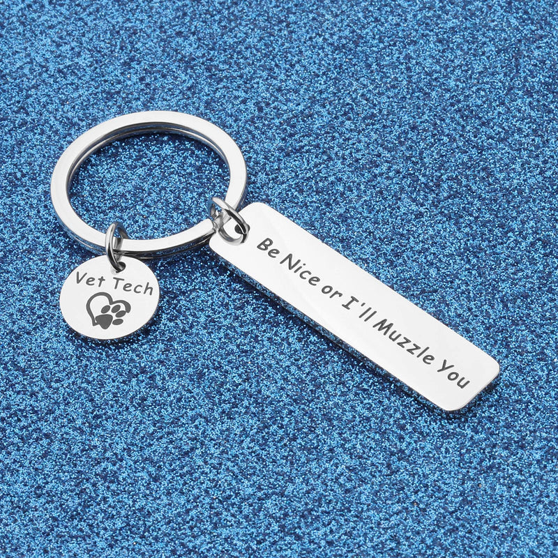 WUSUANED Veterinarian Keychain Be Nice Or I'll Muzzle You Vet Tech Appreciation Jewelry Gifts For Medical Veterinary Be Nice Or I’ll Muzzle You Keychain - PawsPlanet Australia