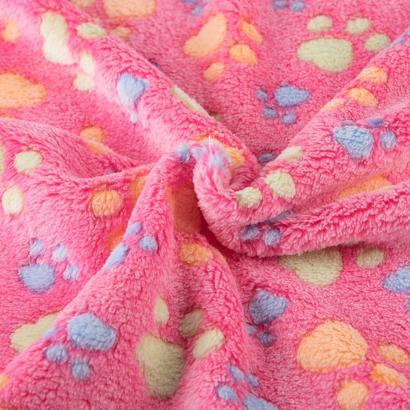 [Australia] - KIWITATA Super Soft Warm Puppy Dog Blanket Fleece Pet Dog Cat Sleep Bed Blankets Cover Mat with Paw Print for Kitties Puppies Guinea Pig Small Pink 