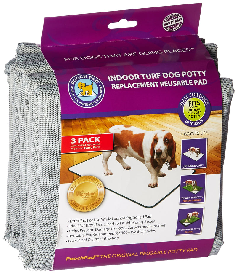 [Australia] - Pooch Pads Indoor Turf Replacement Pad Dog Potty (3 Pack), Medium/18" x 28" 