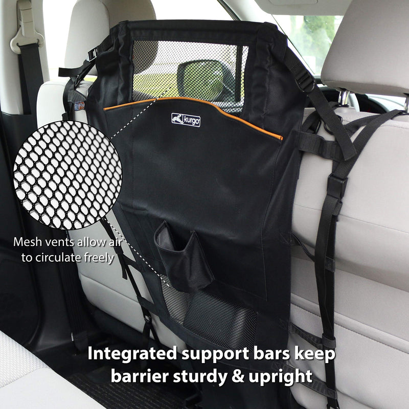 [Australia] - Kurgo Back Seat Dog Barrier for Cars & Suv | Automotive Pet Barrier | Backseat Barrier for Dogs | Reduce Distractions while Driving | Mesh Opening | Easy Installation | Storage Pockets | Universal Fit 