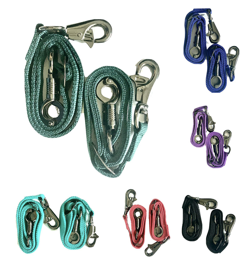 Majestic Ally Pack of 2, Double Thick Trailer Tie for Horse Haulage, Cross tie with Adjustable Buckle, Panic Snap and Bull Snap – 1 Inch by 36 Inch Hunter Green - PawsPlanet Australia