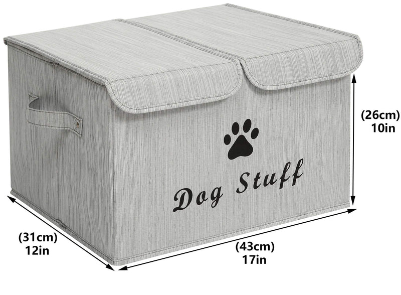 Geyecete Large Storage Boxes - Large Linen Fabric Foldable Storage Cubes Bin Box Containers with Lid and Handles for Dog Apparel & Accessories, Dog Coats, Dog Toys, Dog Clothing Dog Stuff BambooGray - PawsPlanet Australia