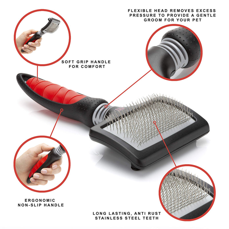 Mikki Dog, Cat, Puppy, Kitten Grooming Hard Pin Slicker Brush -For Knot, Tangles -Med-Lrg Pet-Large L Single - PawsPlanet Australia