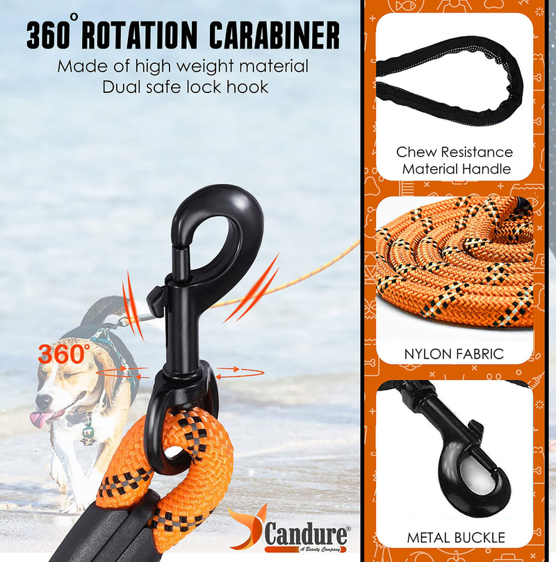 Candure dog leash for large dogs and small dogs, training leash for dogs, bite-resistant dog leash, round tow leash with soft padding, rope dog leash 1.5 m dog leash house leash for dogs orange - PawsPlanet Australia